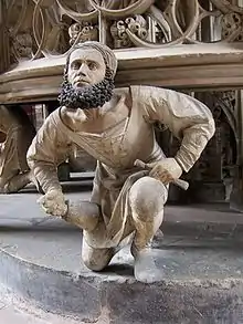 Nuremberg sculptor Adam Kraft, self-portrait from St Lorenz Church, 1490s.