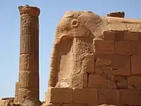 Column and elephant - part of temple complex in Musawwarat es-Sufra