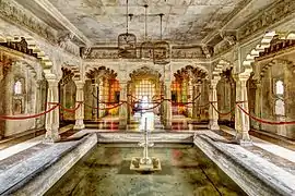 Rajasthani style arches inside the 16th-century City Palace, Udaipur, India (2013)