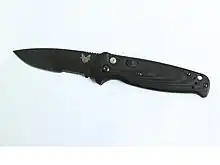 Benchmade 4300 CLA Composite Lite Auto.  Auto knife push button operation with side-mounted safety, reversible clip. Length 7.85- inches Blade length 3.4 inches. Blade Material CM154.