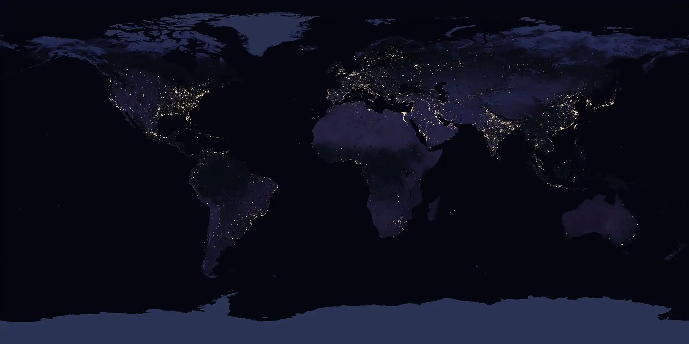 Satellite image of Earth at night