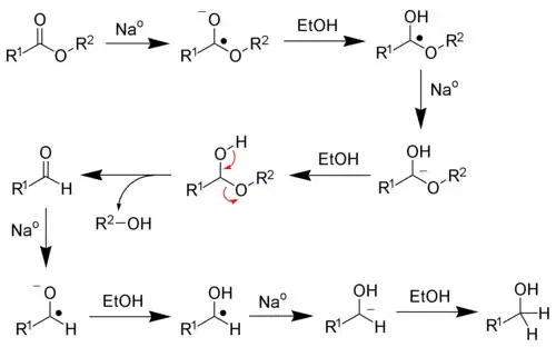 The mechanism of the Bouveault-Blanc reduction