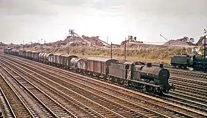 Old type of steam-hauled freight train in 1964