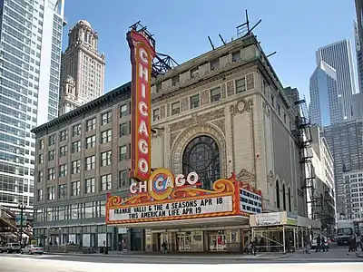 Image 7The Chicago Theatre. Designed by the firm Rapp and Rapp, it was the flagship theater for Balaban and Katz group. Photo credit: Daniel Schwen (from Portal:Illinois/Selected picture)