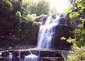 View of the falls taken from the bridge.