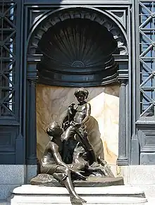 Alfred Laliberté's Les petits Baigneurs, 1915 restored 1992 at Maisonneuve public baths, Montreal, Quebec