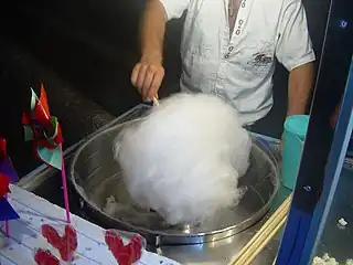 Cotton candy being prepared