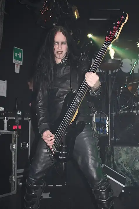 Pybus performing with Cradle of Filth in 2009