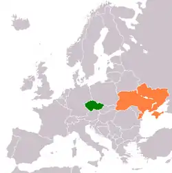 Map indicating locations of Czech Republic and Ukraine