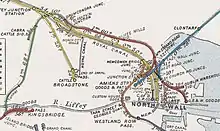 1912 map showing Broadstone and pre-1937 layout at Glasnevin