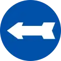 Direction to be followed (turn left only) (1937–1957)