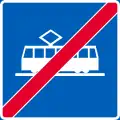 End of tramway lane (sign above the line)  (formerly used )