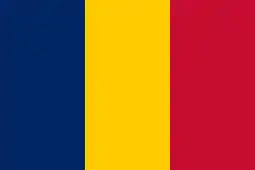 Flag of Chad (1959). The color yellow here represents the sun and the desert in the north of the country. This flag is identical to that of Romania, except that it uses a slightly darker indigo blue rather than cobalt blue.