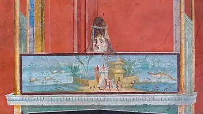 River scene with crocodile. Fresco from Pompeii, 62–79 AD