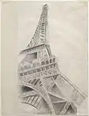 Robert Delaunay, 1926–1928, Eiffel Tower, Conté crayon on paper, 62.3 × 47.5 cm, Solomon R. Guggenheim Museum, New York, The Hilla Rebay Collection