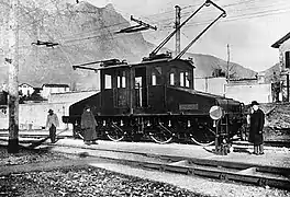 Image 57A prototype of a Ganz AC electric locomotive in Valtellina, Italy, 1901 (from Rail transport)