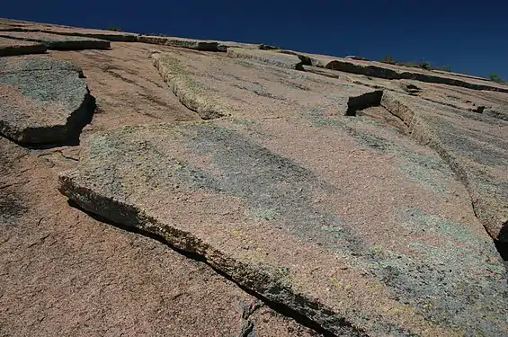 Image 3Pressure release of granite in the Enchanted Rock State Natural Area of Texas, United States. The photo shows the geological exfoliation of granite dome rock. (Taken by Wing-Chi Poon on 2nd April 2005.) (from Portal:Earth sciences/Selected pictures)