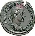 Portrait of the emperor Gordianus I (238) on a bronze sestertius