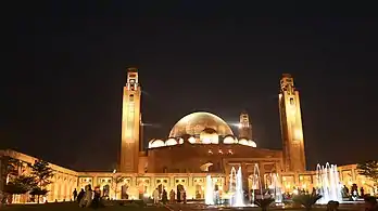 View of the mosque at night.