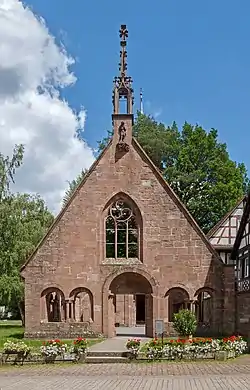 Herrenalb Abbey: entrance porch of the ruined abbey church, ca 1900