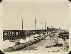 Low trestle with an approaching train