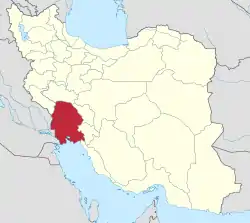 Location of Khuzestan province in Iran