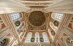 Interior of the mosque, looking up at the dome