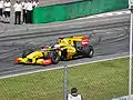 Charouz driving the Formula One Renault R29 during an exhibition at Masaryk Circuit in 2010.