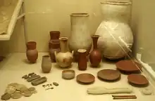 Pottery, dishes and other miscellaneous items from KV54, on display at the Metropolitan Museum of Art in New York City.