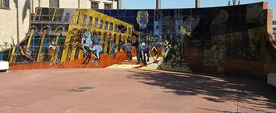 Los Angeles Plaza Historic District: mural off Alameda Street