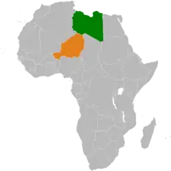 Map indicating locations of Libya and Niger