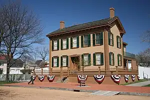 Image 4Lincoln Home National Historic Site in Springfield. The house was built for the Rev. Charles Dresser in 1839. Abraham and Mary Todd Lincoln purchased it in 1844, later adding a second story. Photo credit: Daniel Schwen (from Portal:Illinois/Selected picture)