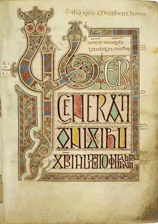 The Incipit to Matthew from the Book of Lindisfarne, an Insular masterpiece