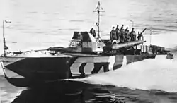 Italian World War II MAS boat in dazzle camouflage