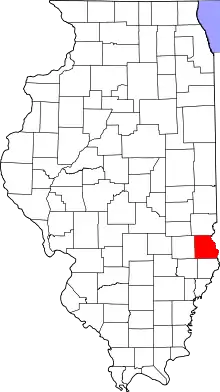 Map of Illinois highlighting Crawford County