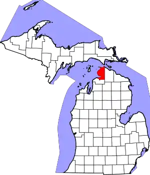 State map highlighting Emmet County