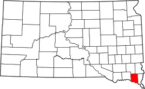 Map of South Dakota highlighting Clay County