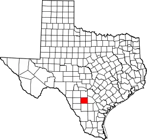 Map of Texas highlighting Frio County