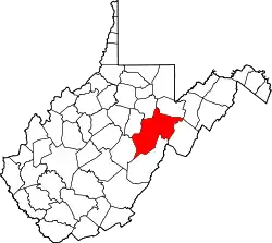 Location of Randolph County in West Virginia