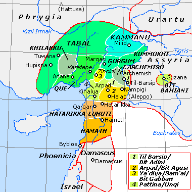 Quwê and its capital Adana among the Neo-Hittite states