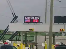 A NEXUS lane at the American side of the Ambassador Bridge