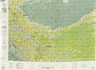 From the Operational Navigation Chart; map including Kargilik (labeled as YECHENG (YEH-CH'ENG)) (DMA, 1980)