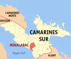 Map of Camarines Sur with Minalabac highlighted