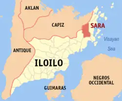 Map of Iloilo with Sara highlighted