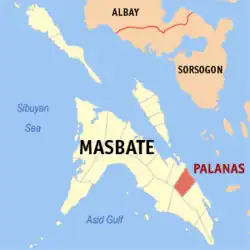 Map of Masbate with Palanas highlighted