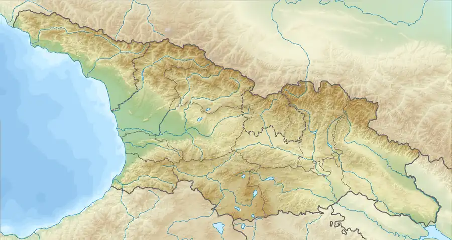 A map of the Samtskhe-Javakheti region of Georgia with a map indicating the location of Kartsakhi Lake