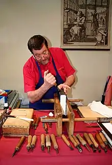 Image 14A traditional bookbinder at work (from Bookbinding)