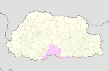 Location of Gelephu Gewog