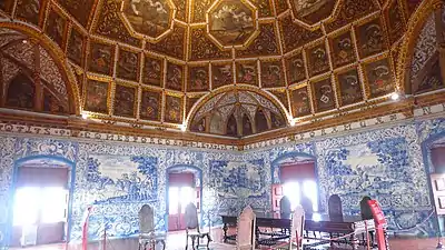 Azulejos of the walls of Sala dos Brasões (ca. 18th century), Sintra National Palace, Portugal