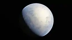 Image 80Artist's rendition of an oxinated fully-frozen Snowball Earth with no remaining liquid surface water. (from History of Earth)